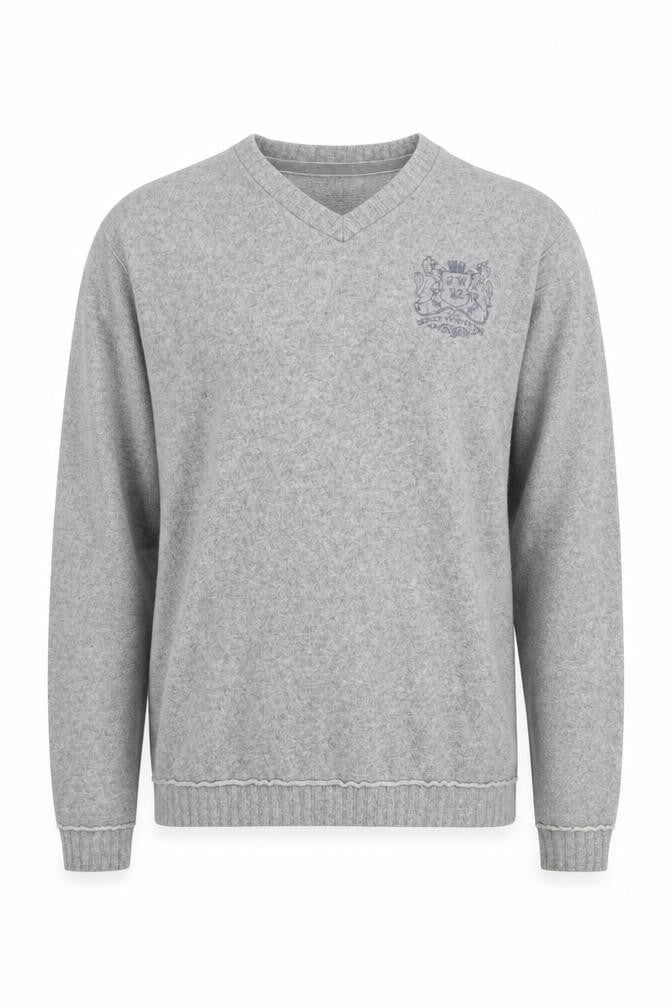 Jack Wills Men's Grey Wool Blend V-Neck Jumper Large