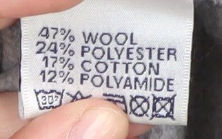 Jack Wills Men's Grey Wool Blend V-Neck Jumper Large