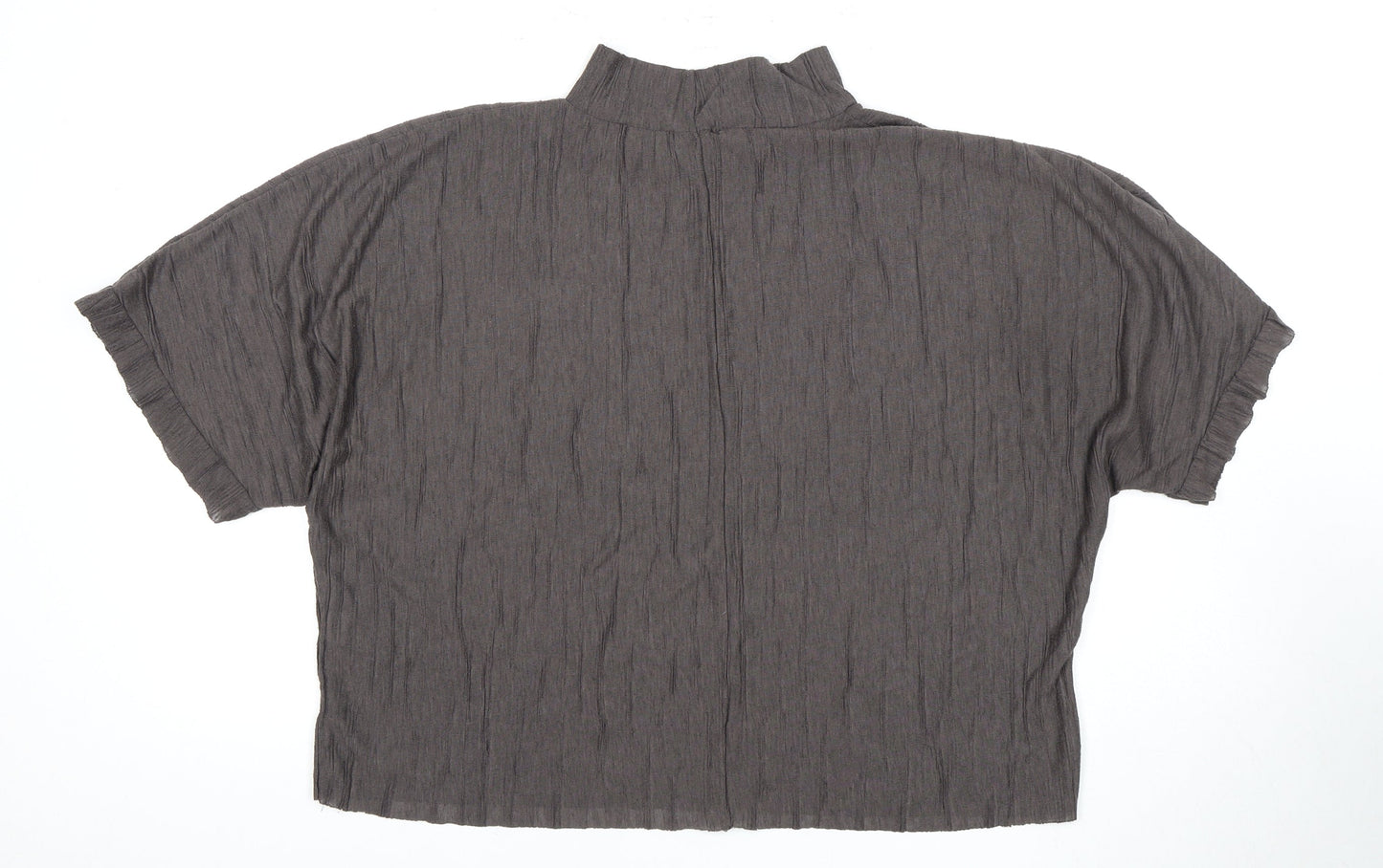 Zara Women's Grey Short Sleeve Mock Neck Top