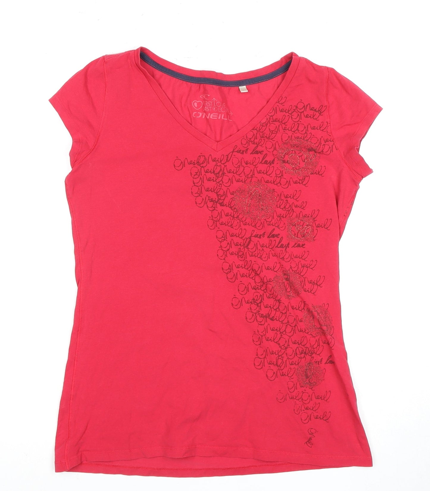 O'Neill Women's Red V-Neck T-Shirt, Size 7, Casual Wear