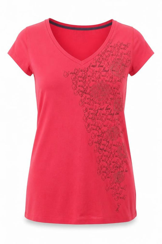 Womens UK Size 7 O'Neill Red Cotton Blend T-Shirt