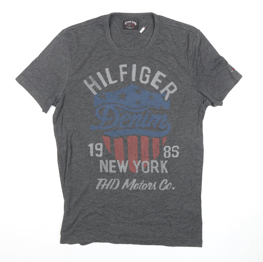 Hilfiger Denim Men's Grey Vintage Graphic T-Shirt L