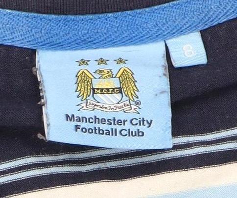 Manchester City Women's Striped T-Shirt - Blue, Size 8