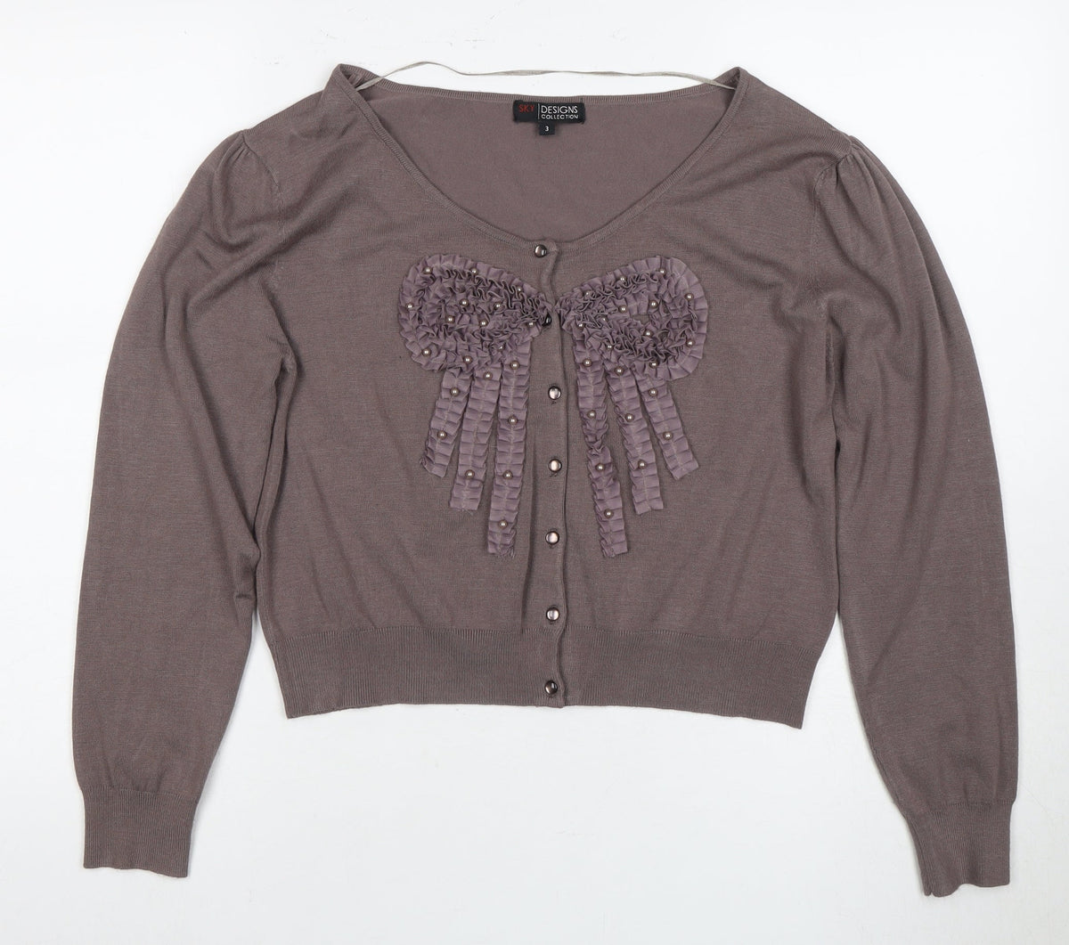SKY Designs Women's Brown V-Neck Cardigan Size 10