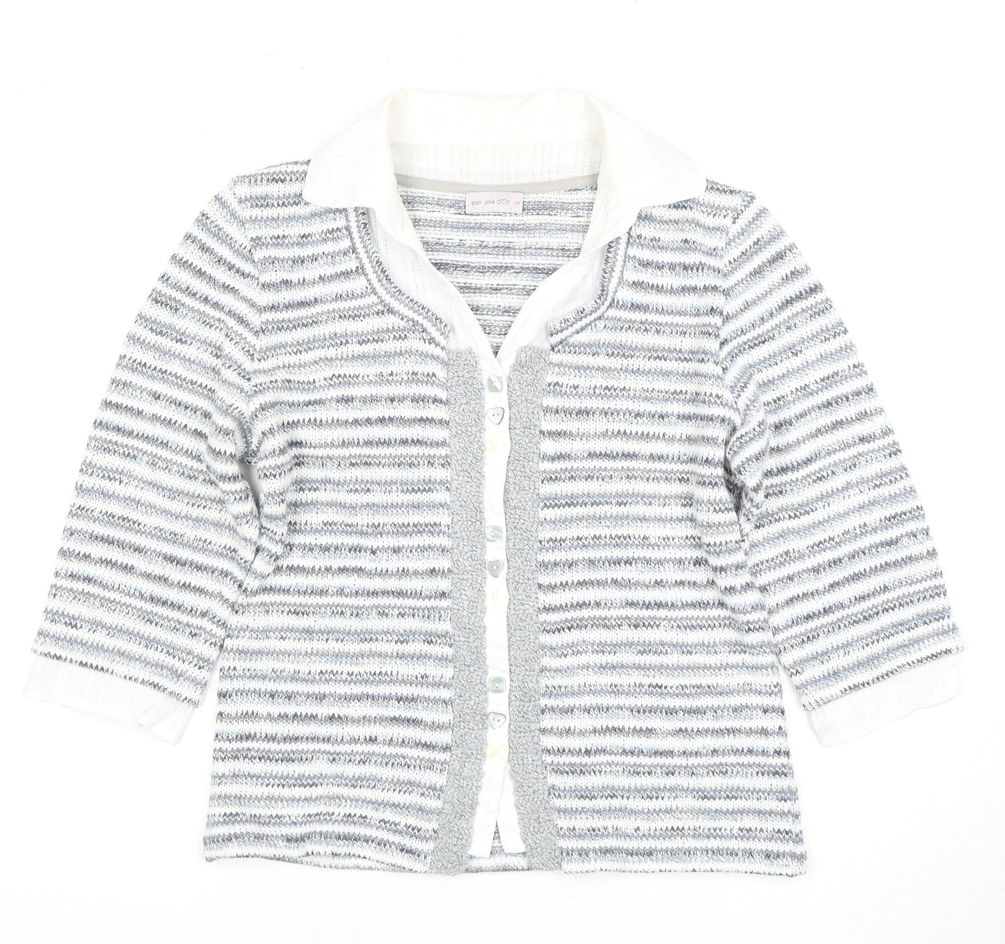 Marks and Spencer Women's Multicoloured Striped Cardigan M
