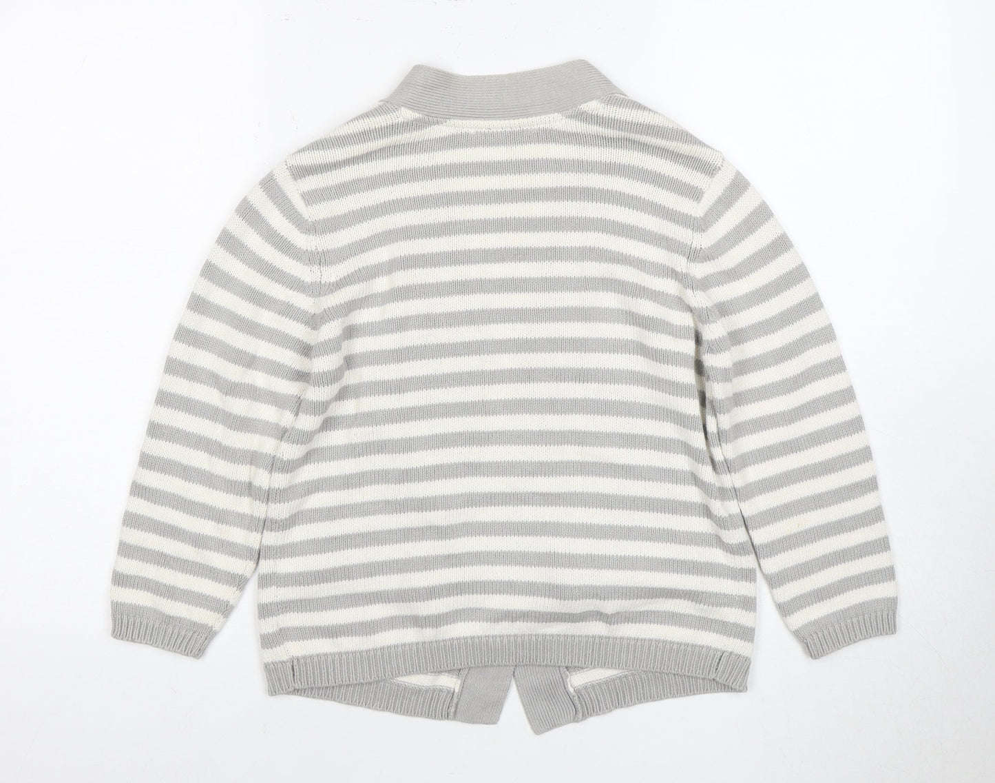 BHS Women's Grey Striped Cardigan Size 12