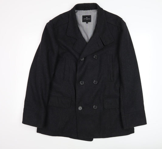 Jeff Banks Men's Black Wool Pea Coat L