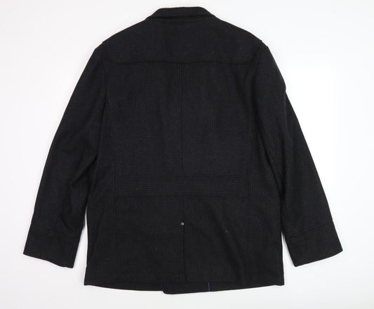 Jeff Banks Men's Black Wool Pea Coat L