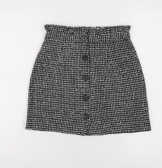 Topshop Women's Black Check Pencil Skirt UK 6