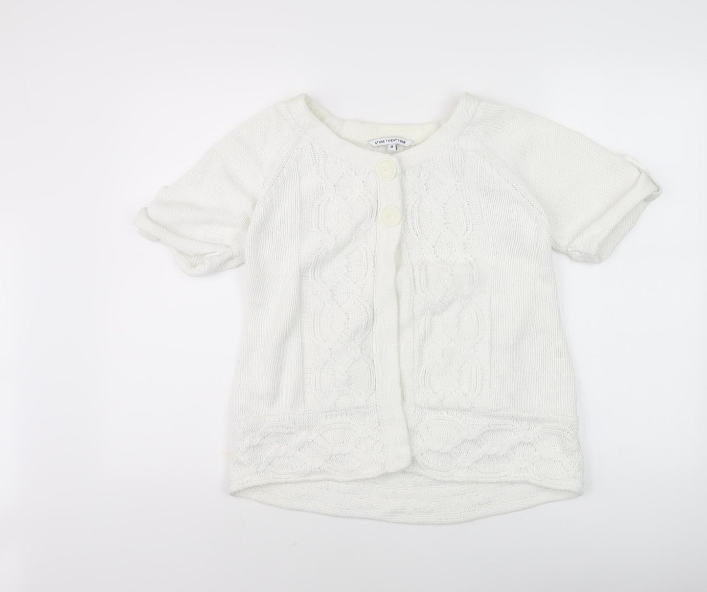 Store Twenty One Women’s Ivory M Cable-Knit Cardigan