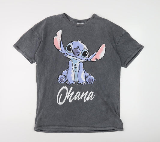 Disney Unisex Grey Stitch T-Shirt, Size S, Casual Style