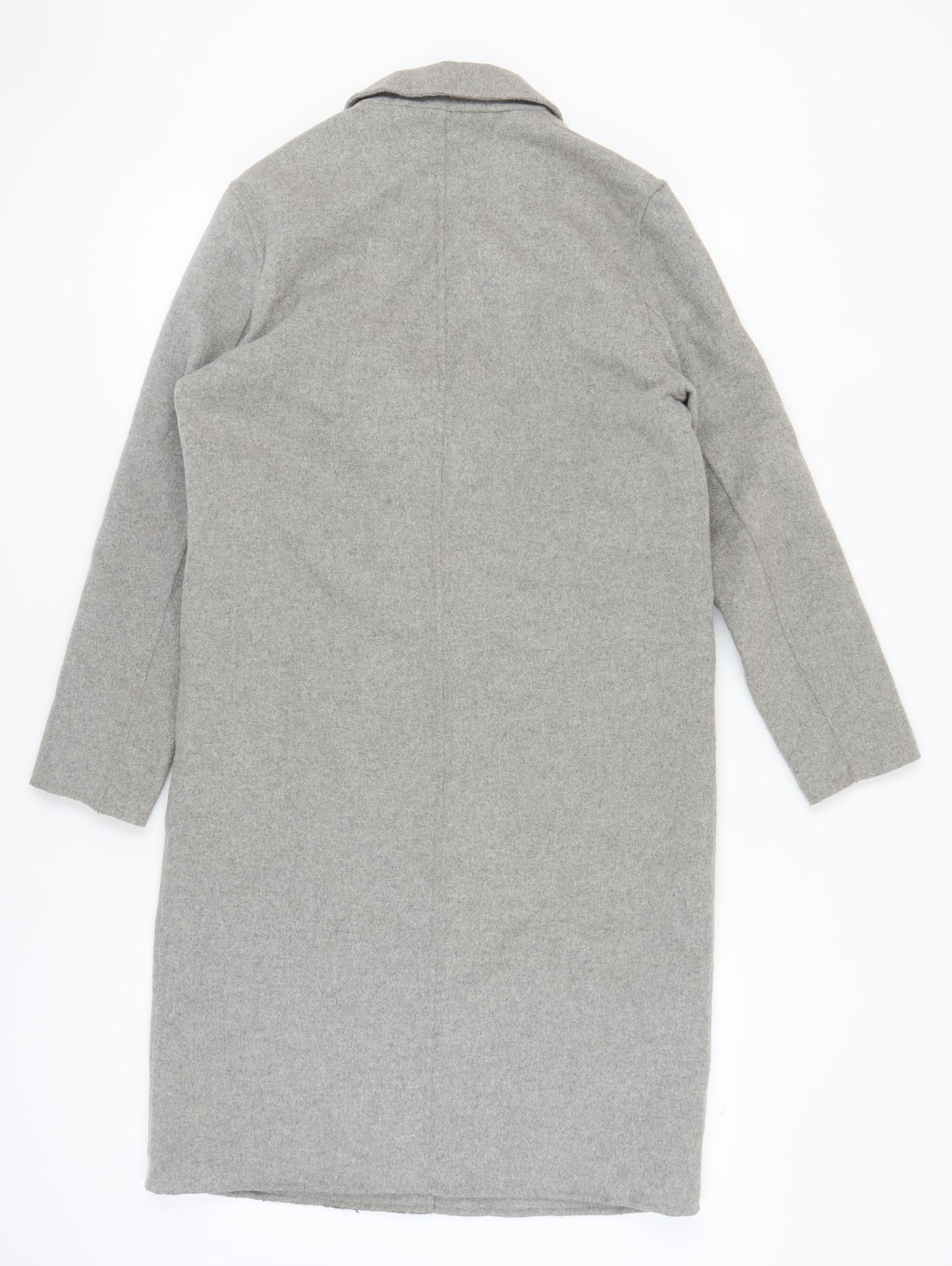 Topshop Women's Grey Wool Blend Midi Overcoat Size 10
