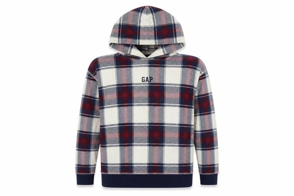 Gap Unisex Kids Multicoloured Plaid Pullover XXL Hoodie