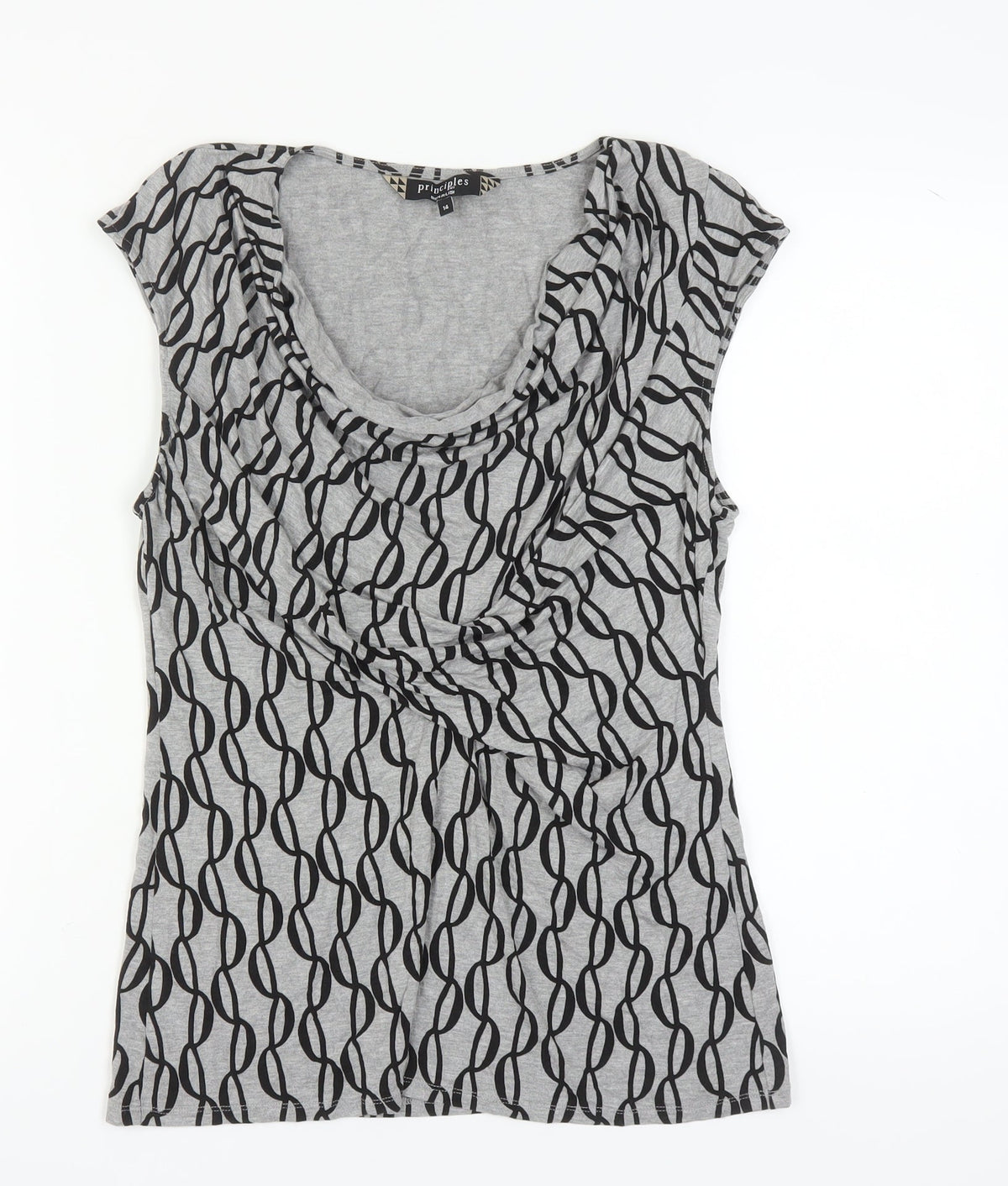 Additional front view of Principles Women’s Geometric Top, size UK 14, Scoop Neck
