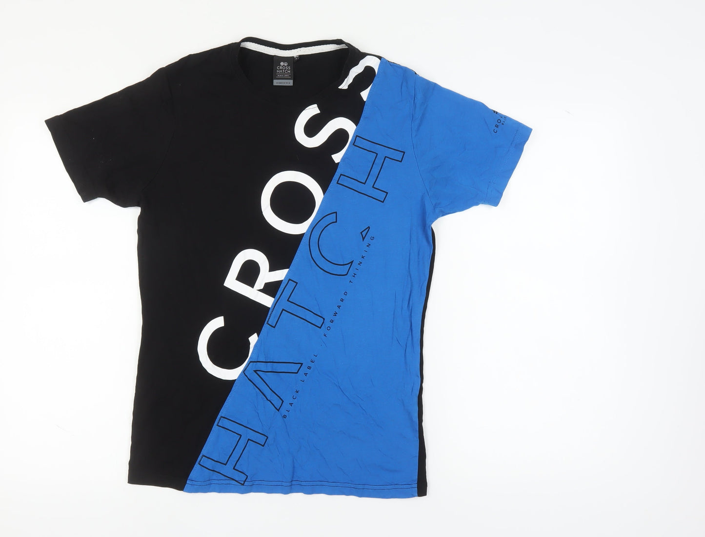 Crosshatch Men's Black Blue Colourblock T-Shirt S
