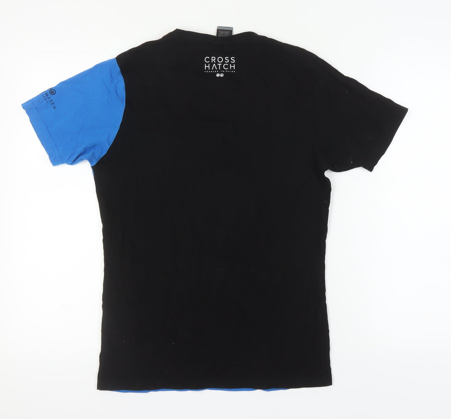 Crosshatch Men's Black Blue Colourblock T-Shirt S