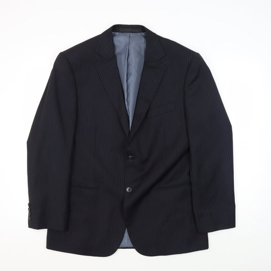 Marks and Spencer Men's Blue Striped Suit Jacket 40S