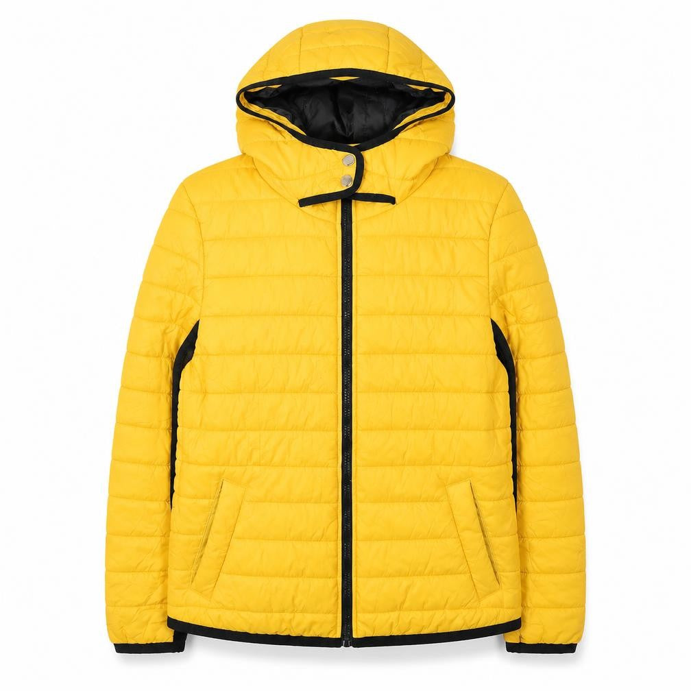 New Look Women's Yellow Hooded Puffer Jacket, Size 12