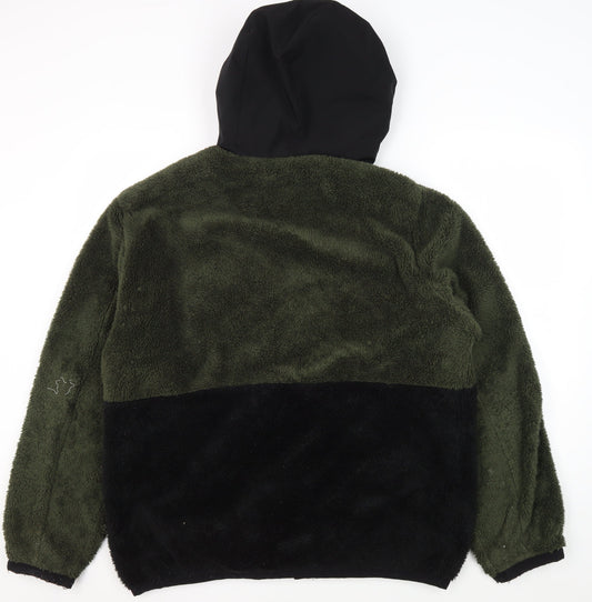 Michael Kors Men's Green Black Fleece Hooded Jacket L