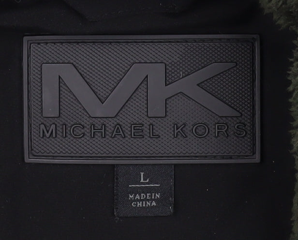 Michael Kors Men's Green Black Fleece Hooded Jacket L