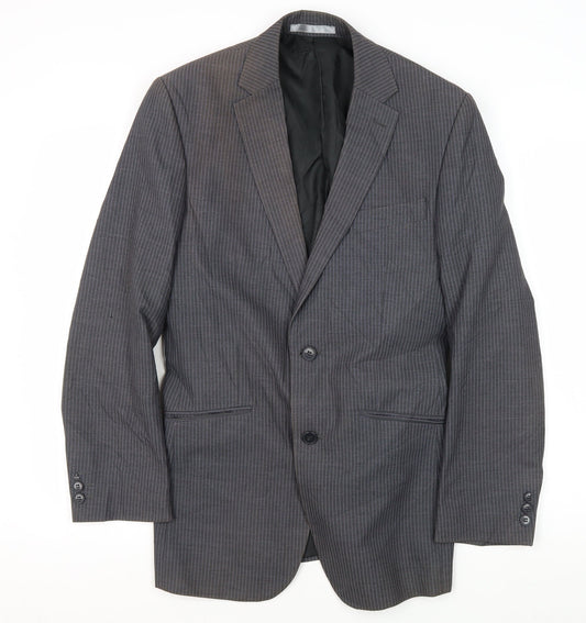 Burton Men's Grey Striped Blazer, Size 36R, Formal Wear