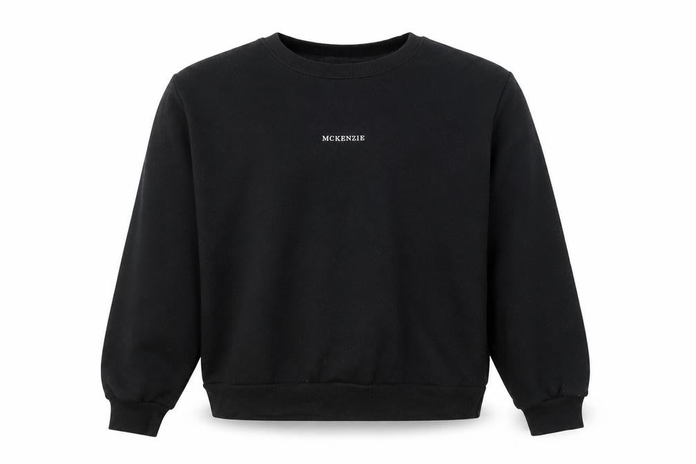 Unisex Adults UK XL Regular McKenzie Black Pullover Sweatshirt