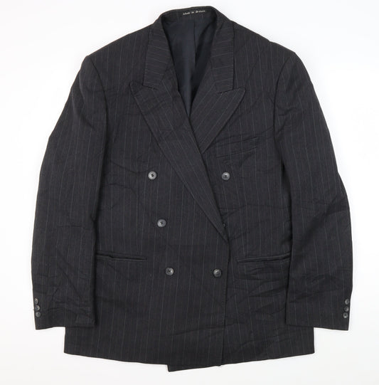 Fellini Men's Black Double-Breasted Suit Jacket 44R