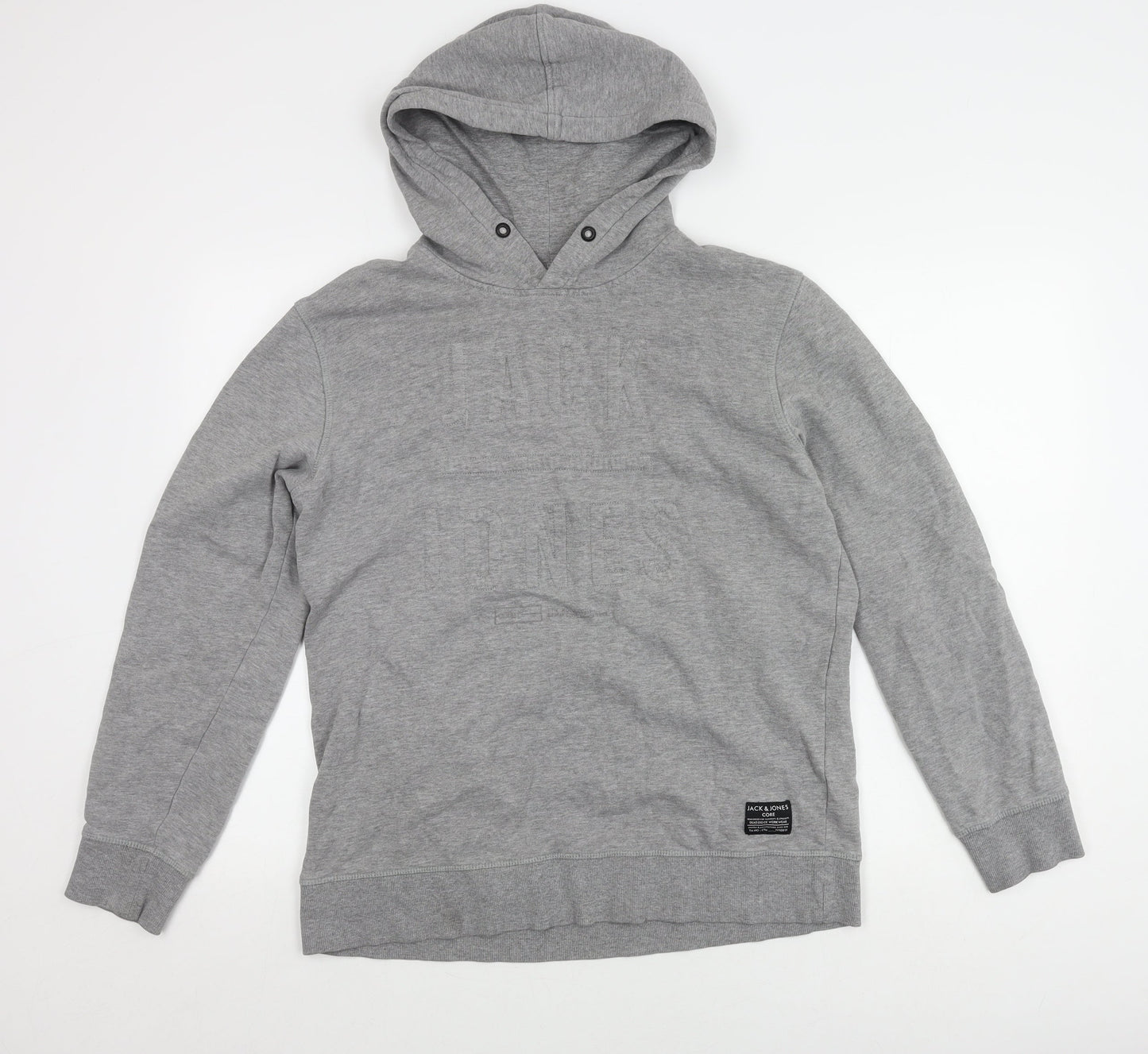 Jack & Jones Men's Grey Hoodie, 1X, Logo Accent