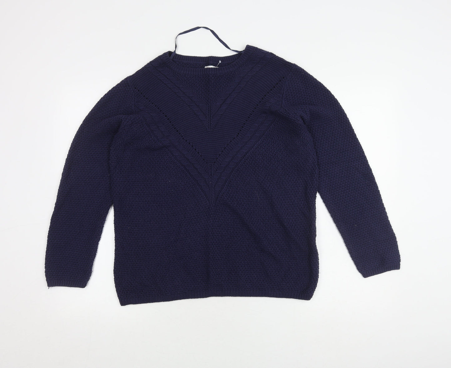 Damart Women's Blue Cable-Knit Cotton Jumper, Size 10