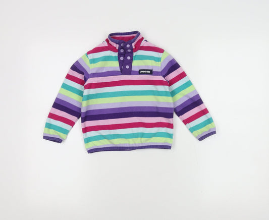 Land's End Girls Multicoloured Fleece Henley Sweatshirt, 3 Years