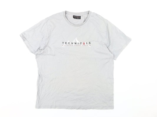 Technicals Men's Grey XL Cotton Crew Neck T-Shirt