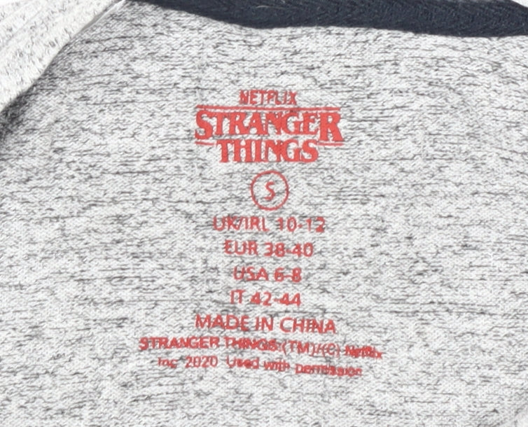 Stranger Things Grey Cropped Tee, Teens, S, Retro Style
