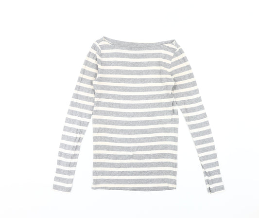 GAP Women's Grey Striped XS Long Sleeve Top