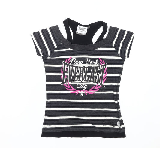 Everlast Women's Black Size 8 Striped T-Shirt