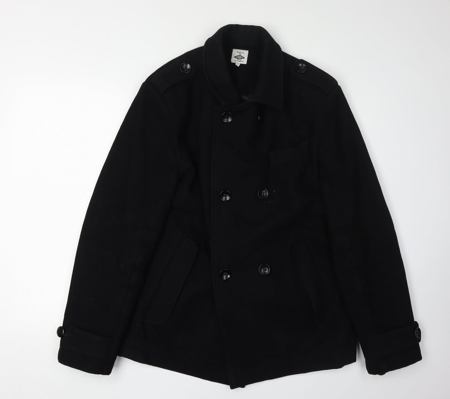 Umbro Men's Black Wool Pea Coat M Classic Winter Style