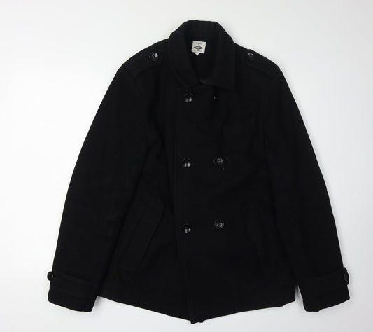 Umbro Men's Black Wool Pea Coat M Classic Winter Style