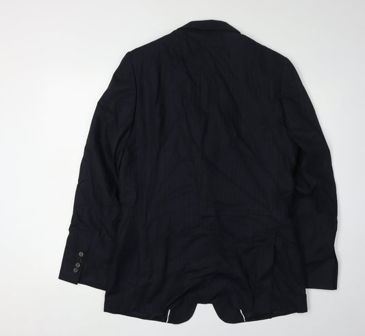 Jaeger Men's Blue Blazer 40R Single-Breasted Wool