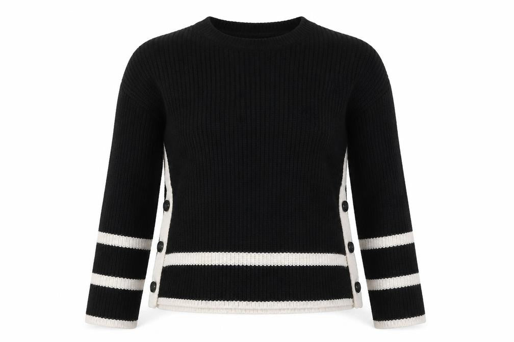 Marks and Spencer Women's Black Striped Jumper, Size S