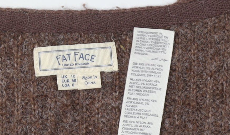 Fat Face Women's Brown Chunky Knit Pullover Jumper Size 10