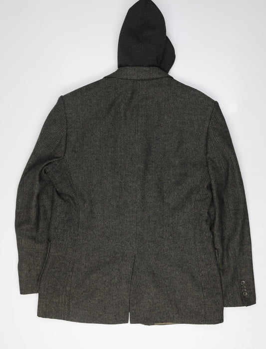 Daniel Christian Men's Grey XL Herringbone Blazer Jacket