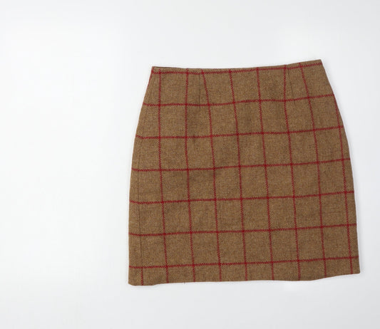 Hobbs Women Brown Check Pencil Skirt Size 10
