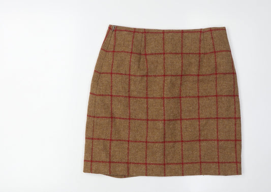 Hobbs Women Brown Check Pencil Skirt Size 10