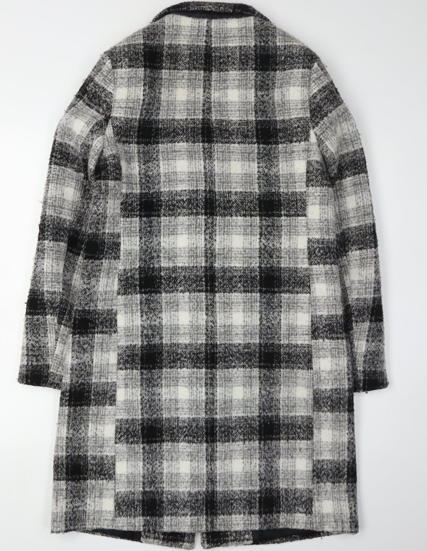 New Look Women's Black Check Overcoat Size 6