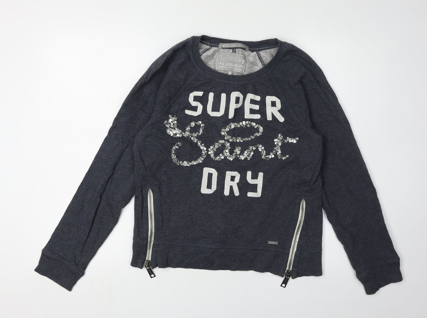 Superdry Women's Black Sequin Pullover Sweatshirt S