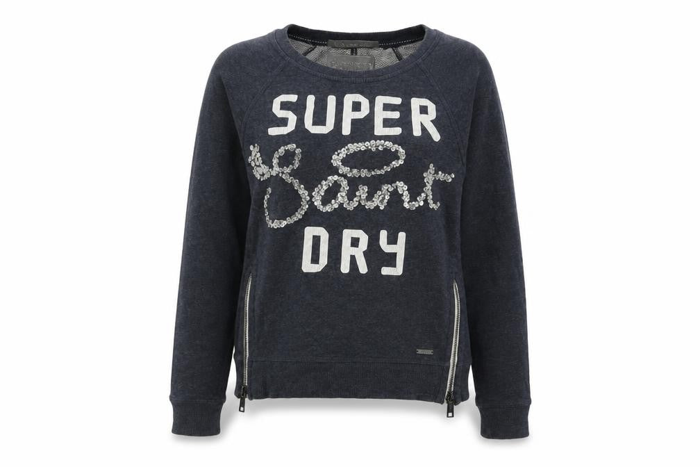 Womens UK S Regular Superdry Black Pullover Sweatshirt