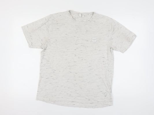 Lindbergh Men's White Crew Neck T-Shirt, M, Short Sleeve