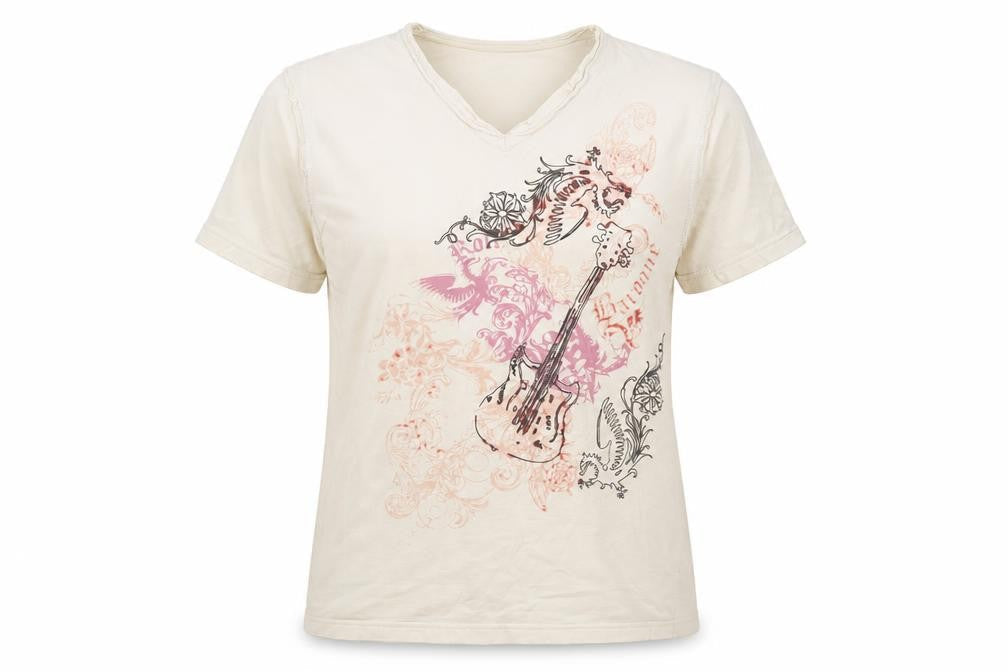 Next Womens Beige Graphic V-Neck T-Shirt M