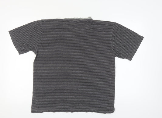 Debenhams Men’s Grey Striped V-Neck T-Shirt L