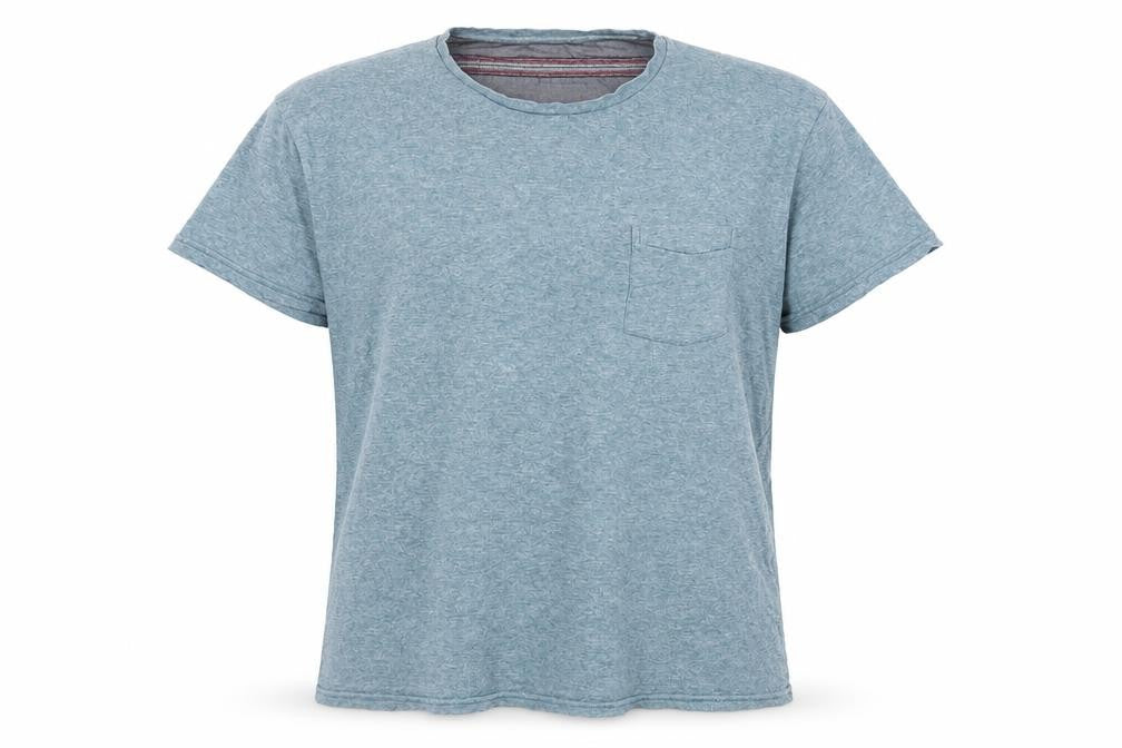 Front view of Linea Men's Blue Crew Neck T-Shirt, size L