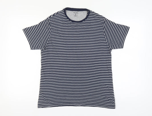 James Pringle Men's Blue Striped Cotton T-Shirt, Size S